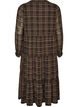 Gecontroleerde midi-jurk met een rok in lagen, Bruin, Packshot image number 1