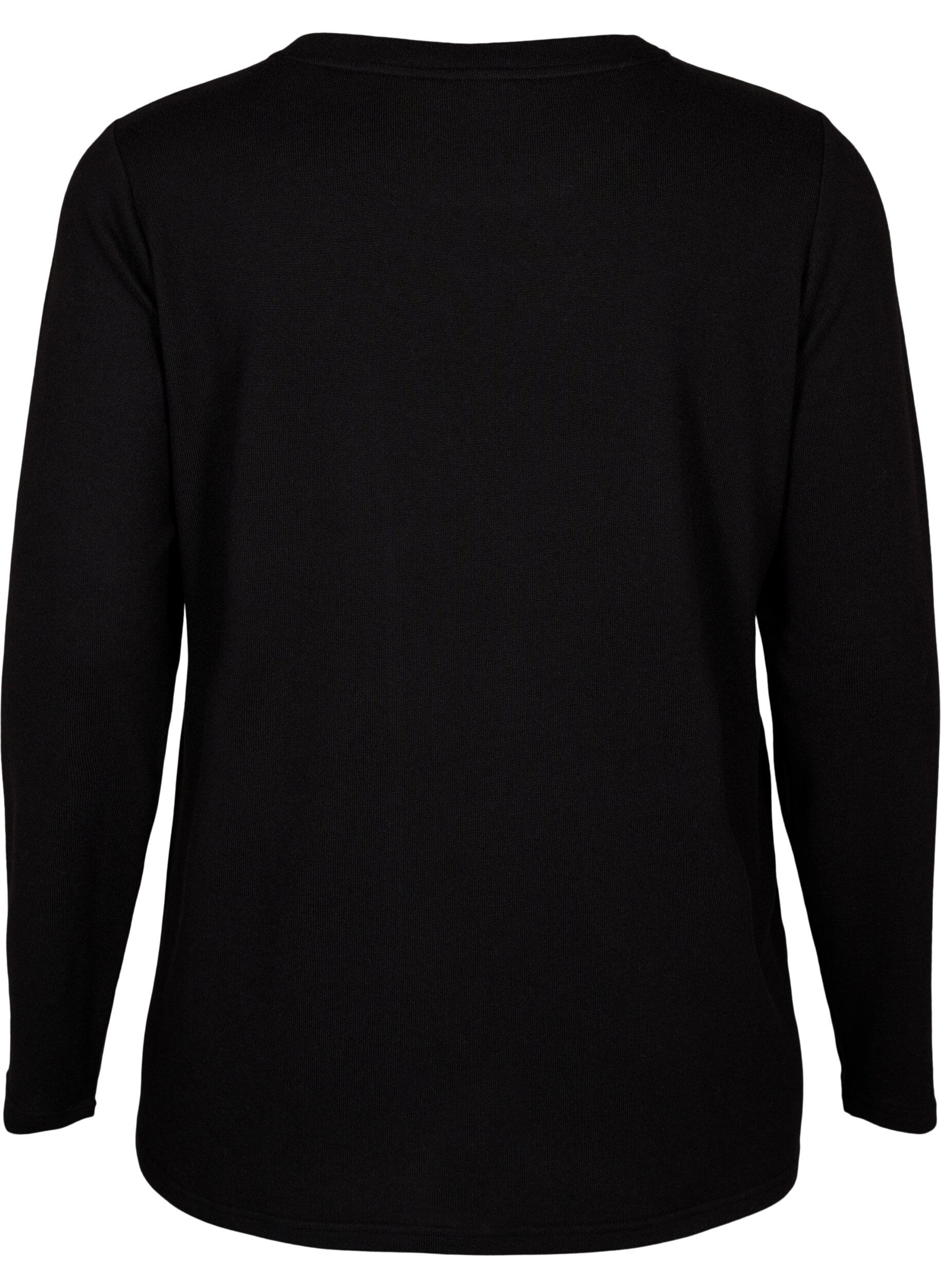 Zizzi Blouse met parelversiering, Black, Packshot image number 1