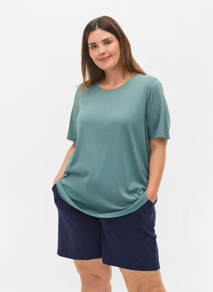 T-shirt met korte mouwen in ribstof, Goblin Blue, Model image number 0