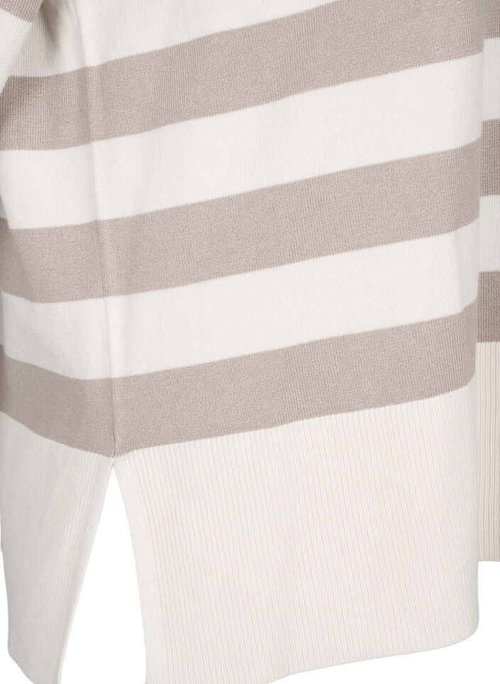 Gestreepte pullover van viscose met 3/4 mouwen, Birch/Simply Taupe, Packshot image number 3