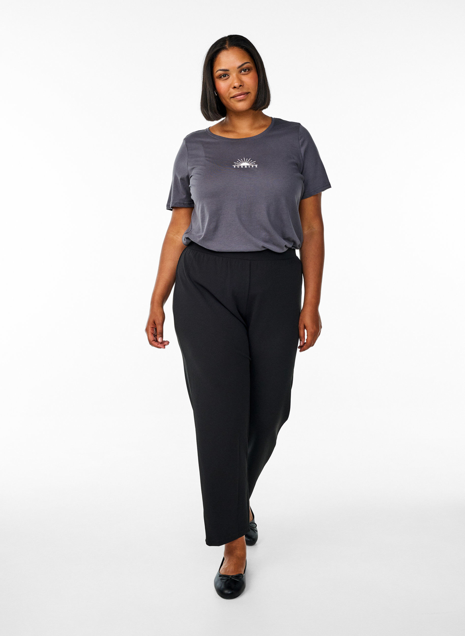 Zizzi FLASH - T-shirt met motief, Grijs, Model image number 1