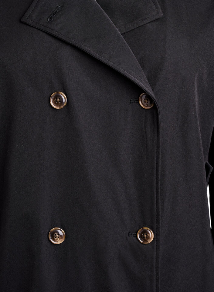 Korte trenchcoat met zakken, Zwart, Packshot image number 2