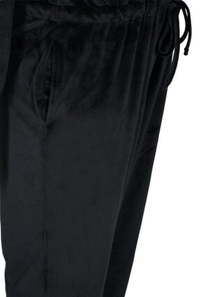 Velours jumpsuit met capuchon en striksluiting, Black, Packshot image number 3
