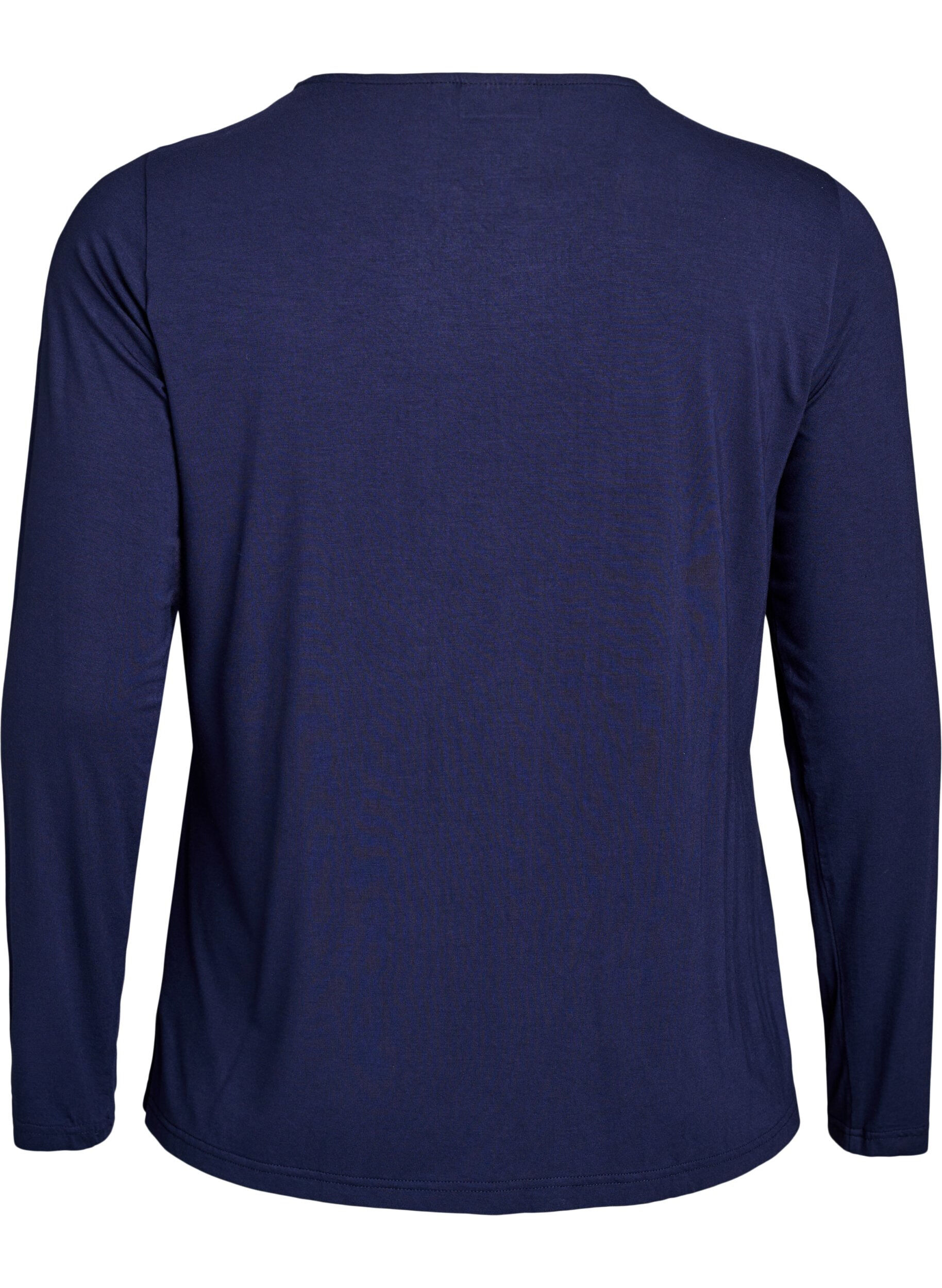 ZizziBlouse met lange mouwen in een effen kleur, Blauw, Packshot image number 1