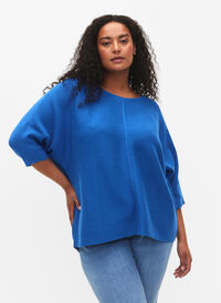 Gebreide blouse met 3/4 mouwen, Princess Blue, Model