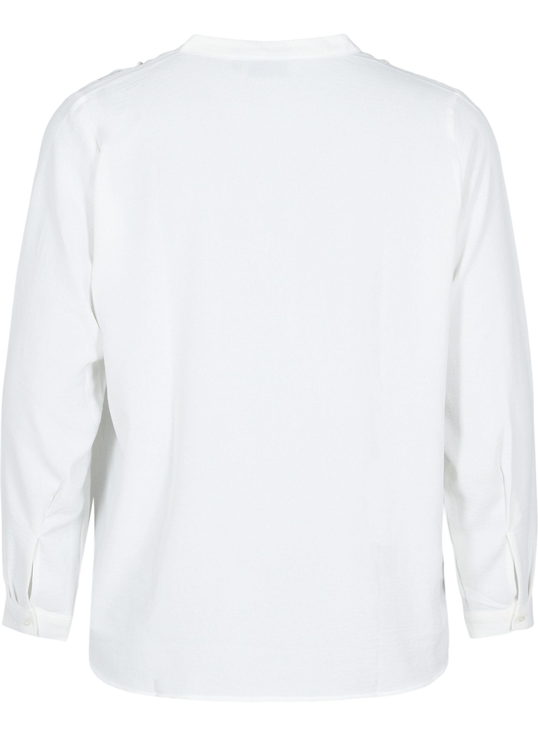 Zizzi Blouse met lange mouwen en V-hals, Bright White, Packshot image number 1