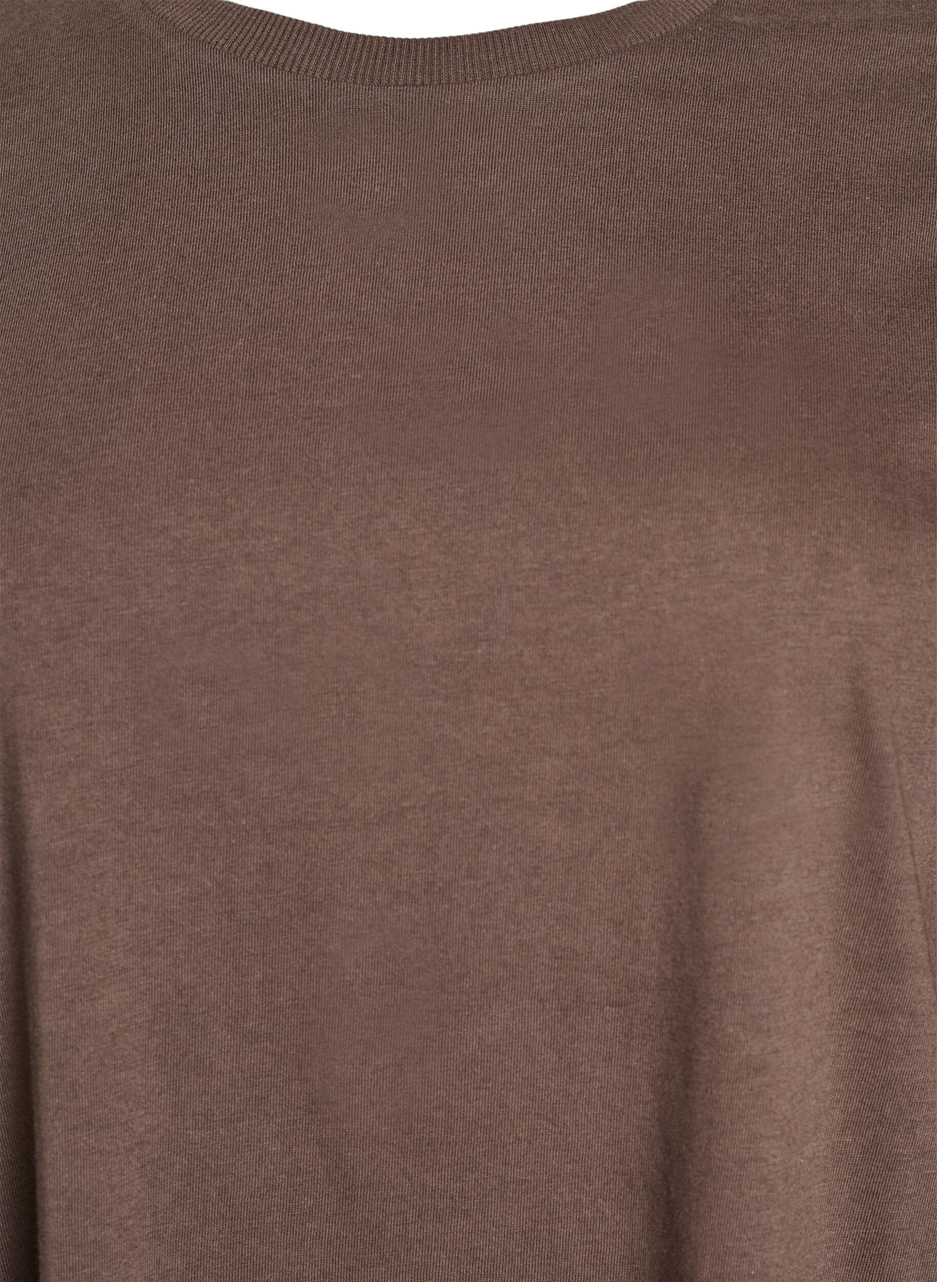 Zizzi Knielange katoenen T-shirtjurk, Bruin, Packshot image number 2