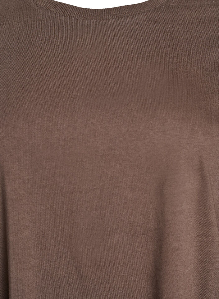 Knielange katoenen T-shirtjurk, Bruin, Packshot image number 2