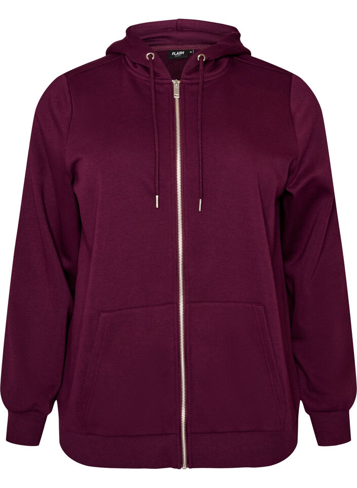 Sweatshirt met capuchon, ritssluiting en zakken, Paars, Packshot image number 0