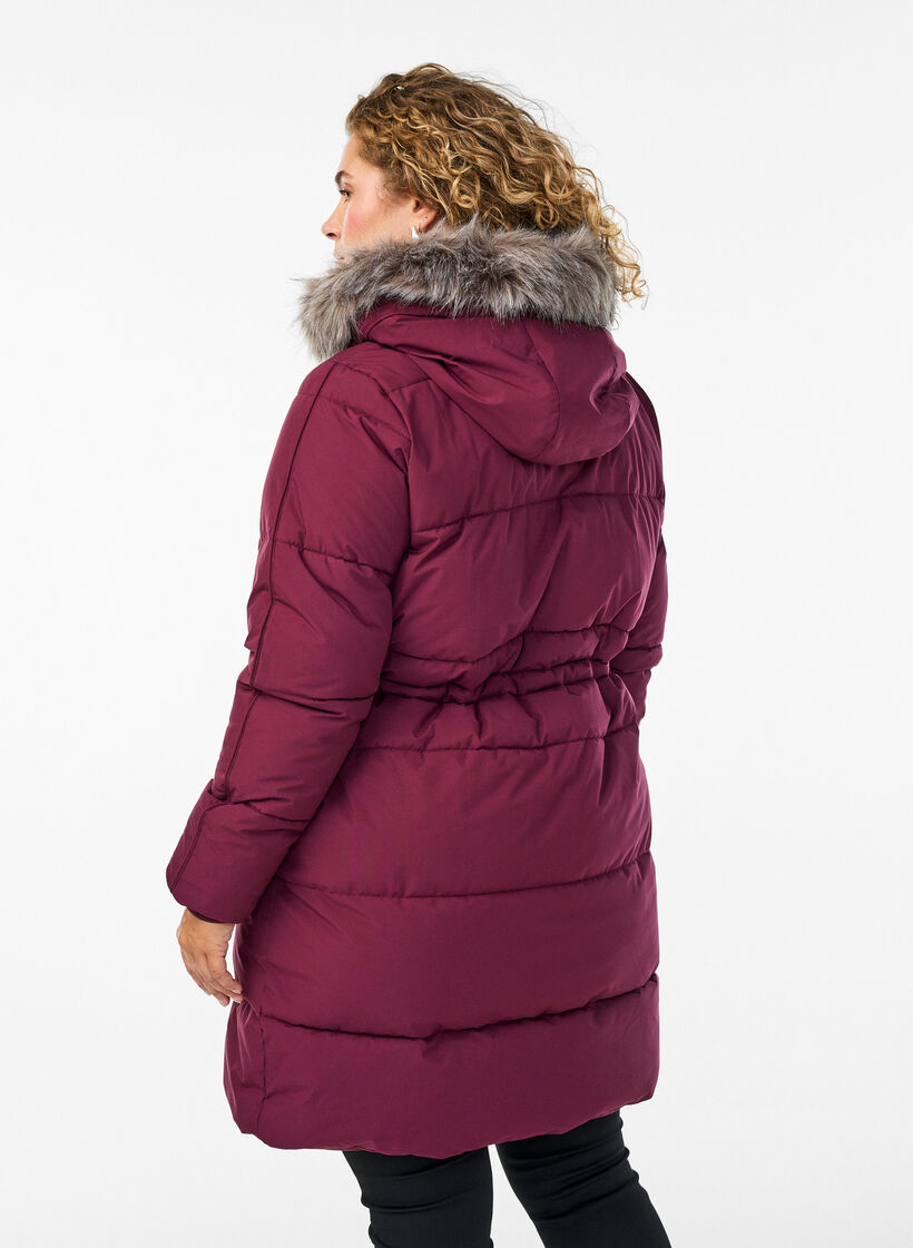 Waterafstotende parka met imitatiebontkraag, Donker Bordeaux, Model image number 2
