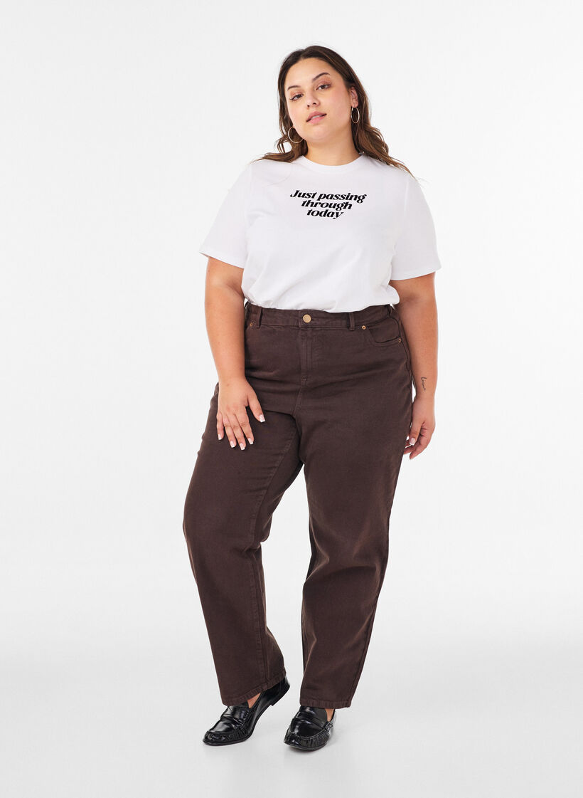 Katoenen T-shirt met tekstprint, Wit, Model image number 1