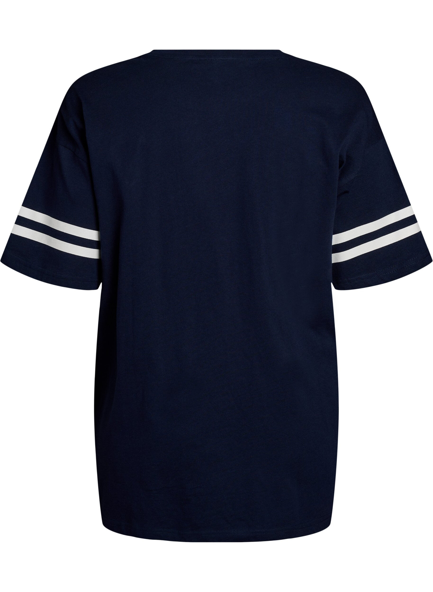 Zizzi Sportief oversized college T-shirt, Blauw, Packshot image number 1