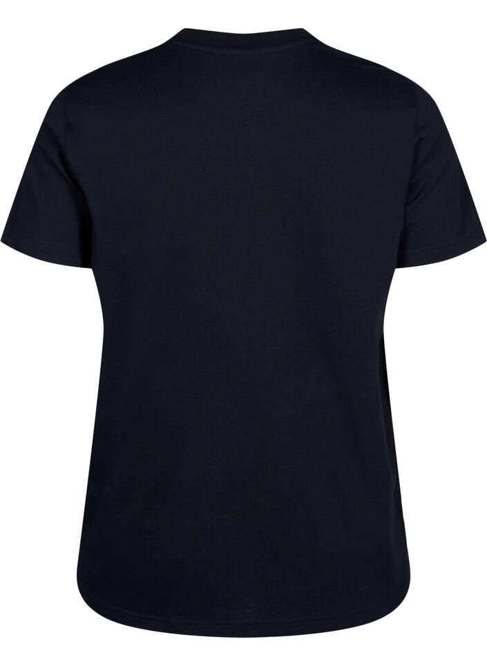 Basic katoenen T-shirt met ronde hals, Zwart, Packshot image number 1