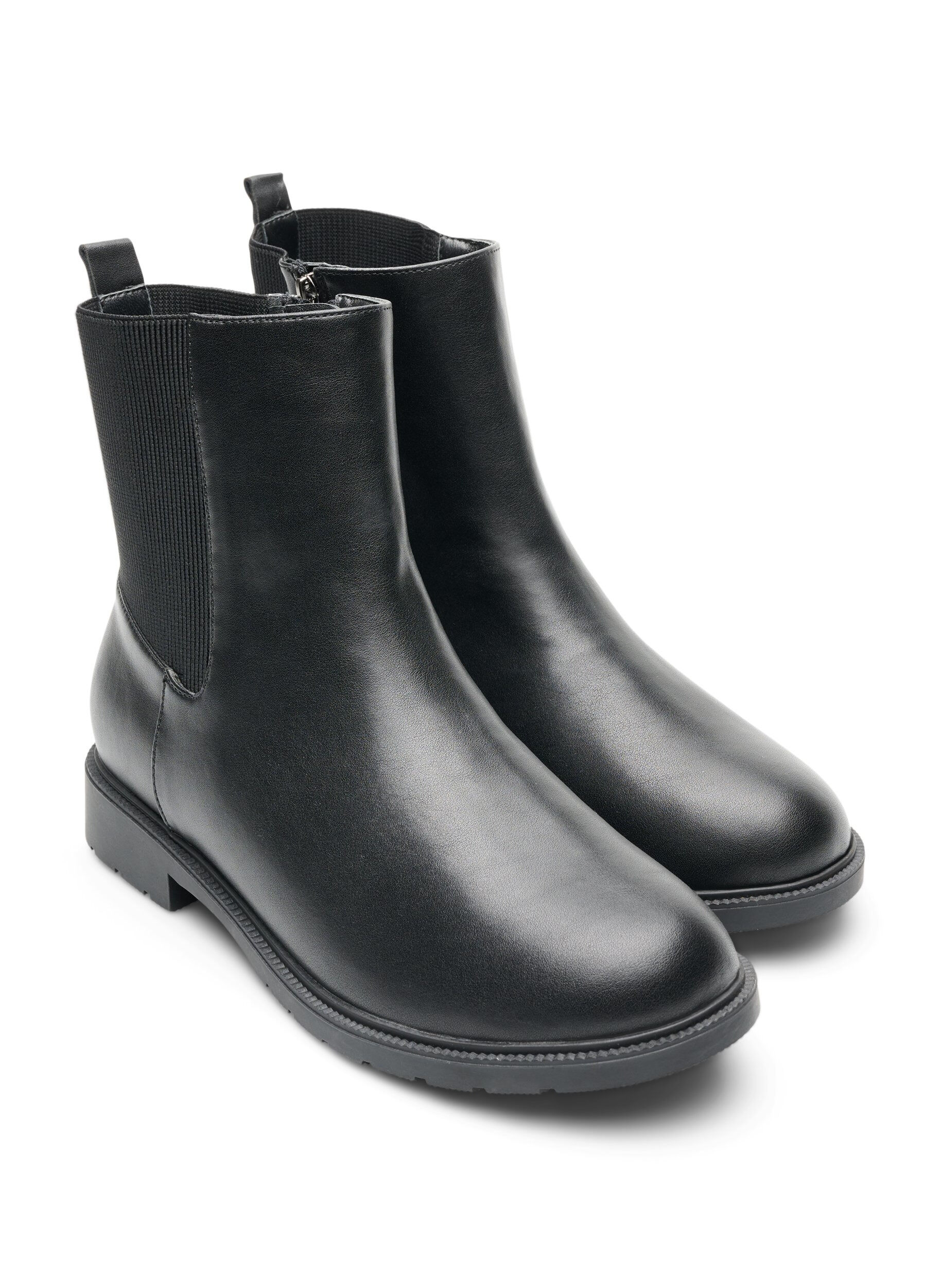 ZizziLeren Chelsea boot met elastisch paneel, Zwart, Packshot image number 1