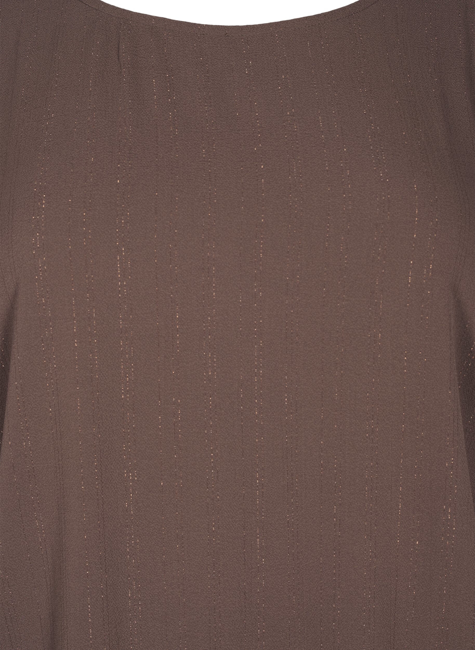 Zizzi Blouse met zilveren glitter, Bruin, Packshot image number 2