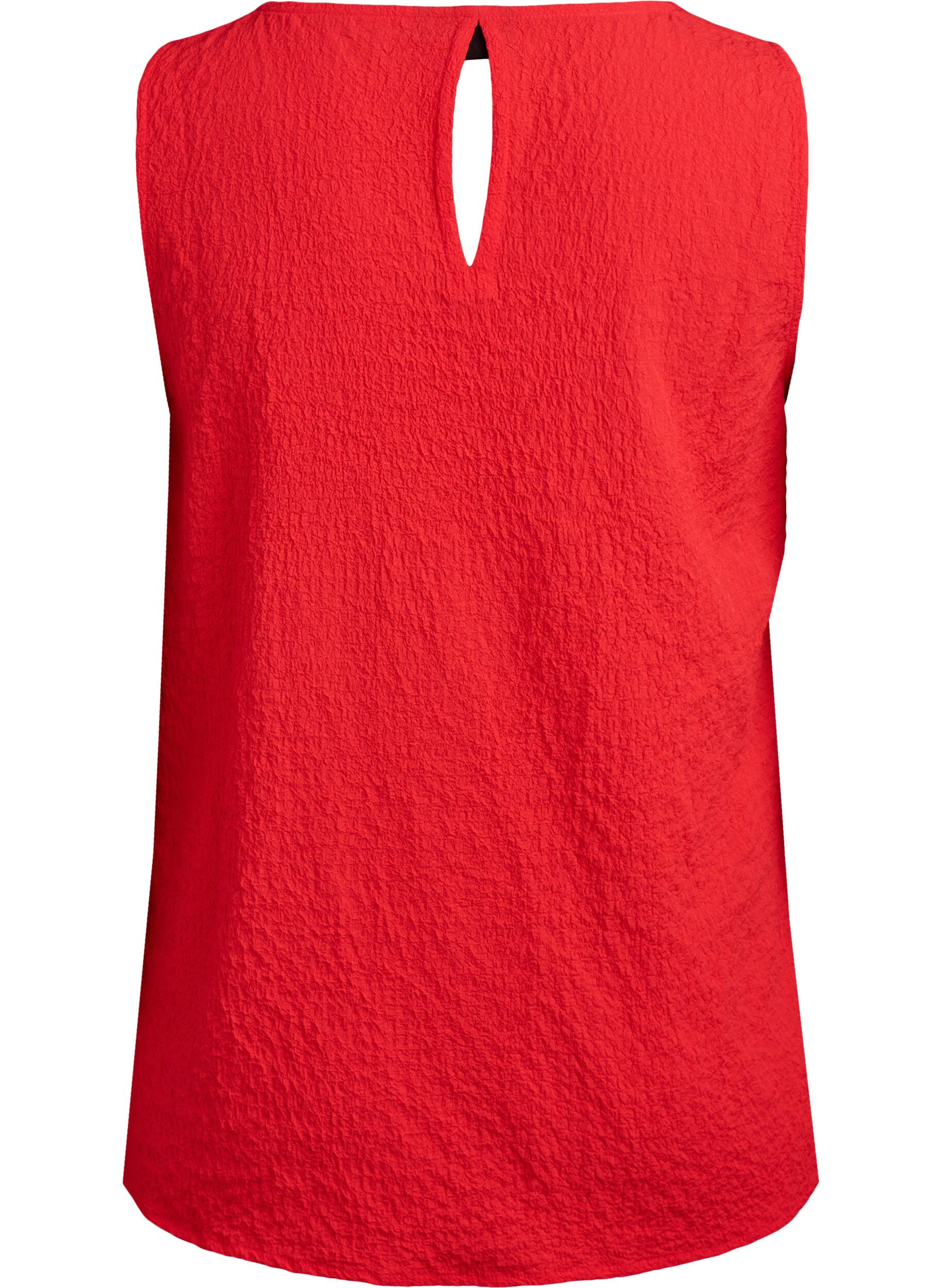 ZizziMouwloze top met textuur, Rood, Packshot image number 1