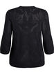Gebreide blouse met een opengewerkt patroon en 3/4 mouwen, Black, Packshot image number 1