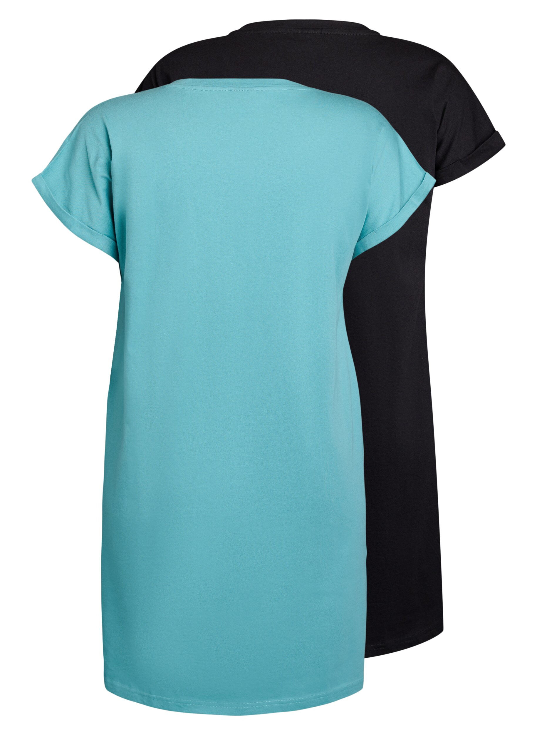 Zizzi 2-pack T-shirtjurk met korte mouwen, Blauw, Packshot image number 1