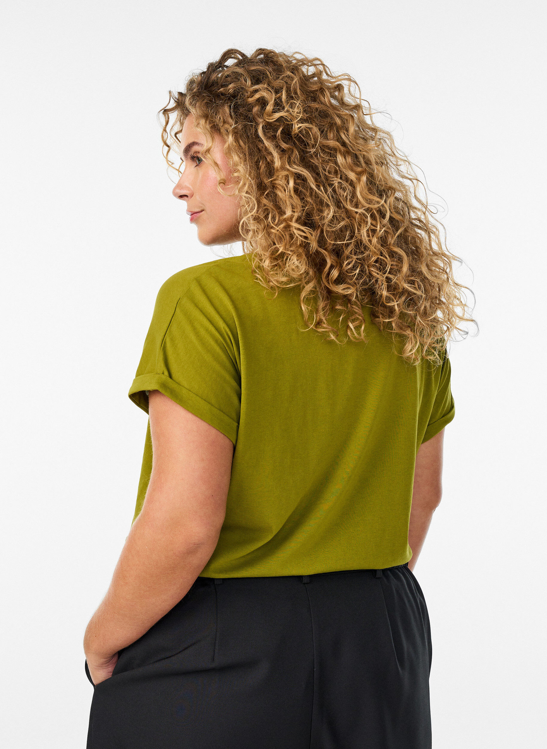 ZizziT-shirt met korte mouwen van katoenmix, Groen, Model image number 2