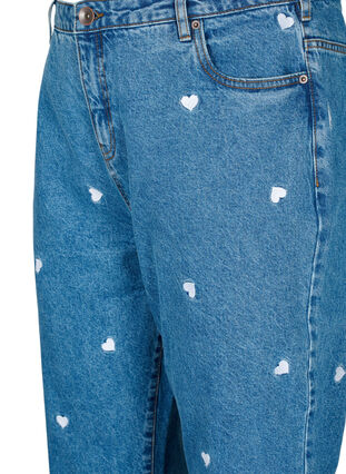 Mille mom fit jeans met borduurwerk, Light Blue Heart, Packshot image number 2