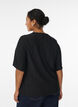 Blouse met structuurpatroon en korte mouwen, Zwart, Model image number 2