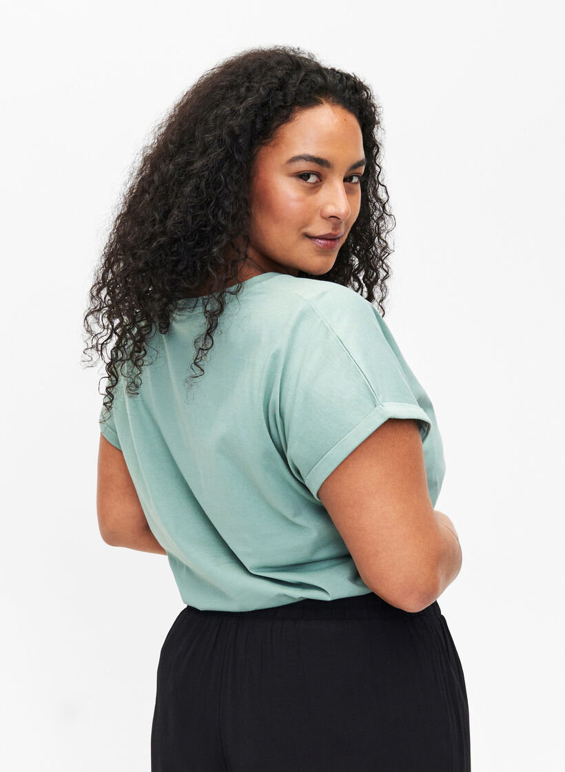 T-shirt van biologisch katoen met gouden opdruk, Ch.Green Gold Flower, Model image number 1