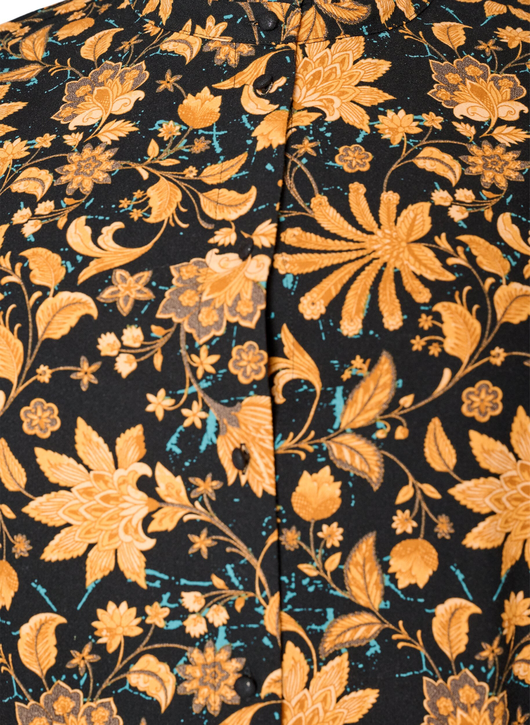 ZizziKatoenen bloemenjurk met ruchedetails en een losse A-lijn vorm, Oranje, Packshot image number 2