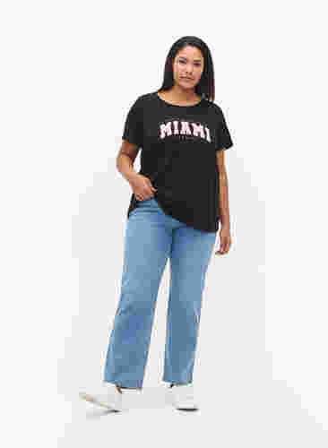 Katoenen t-shirt met printdetail, Black MIAMI, Model image number 2
