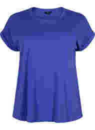 T-shirt met korte mouwen van katoenmix, Royal Blue