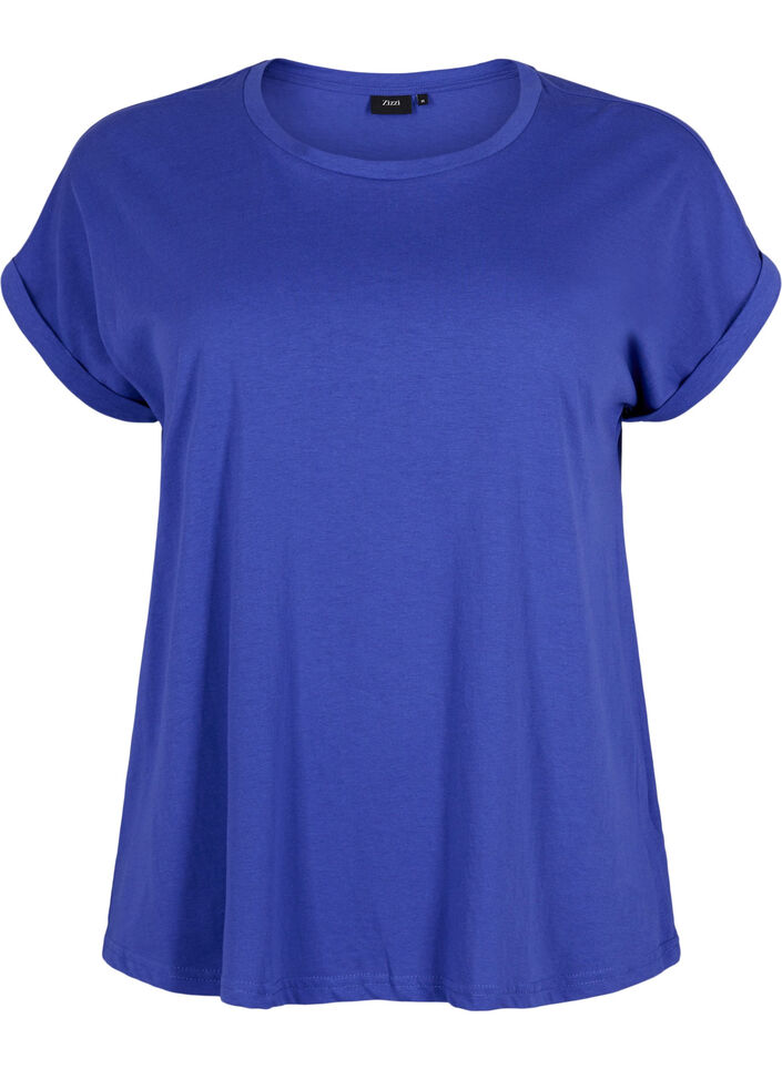T-shirt met korte mouwen van katoenmix, Royal Blue, Packshot image number 0