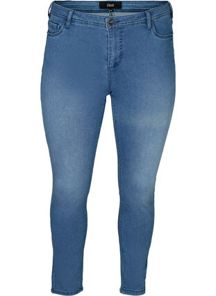 Slim fit Emily jeans met normale taillehoogte, Blue denim, Packshot image number 0