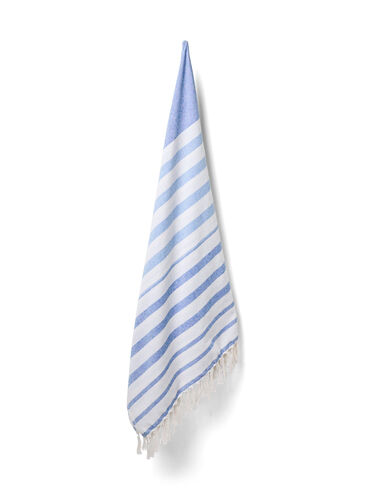 Gestreepte hammam handdoek met franjes, Regatta Comb, Packshot image number 0