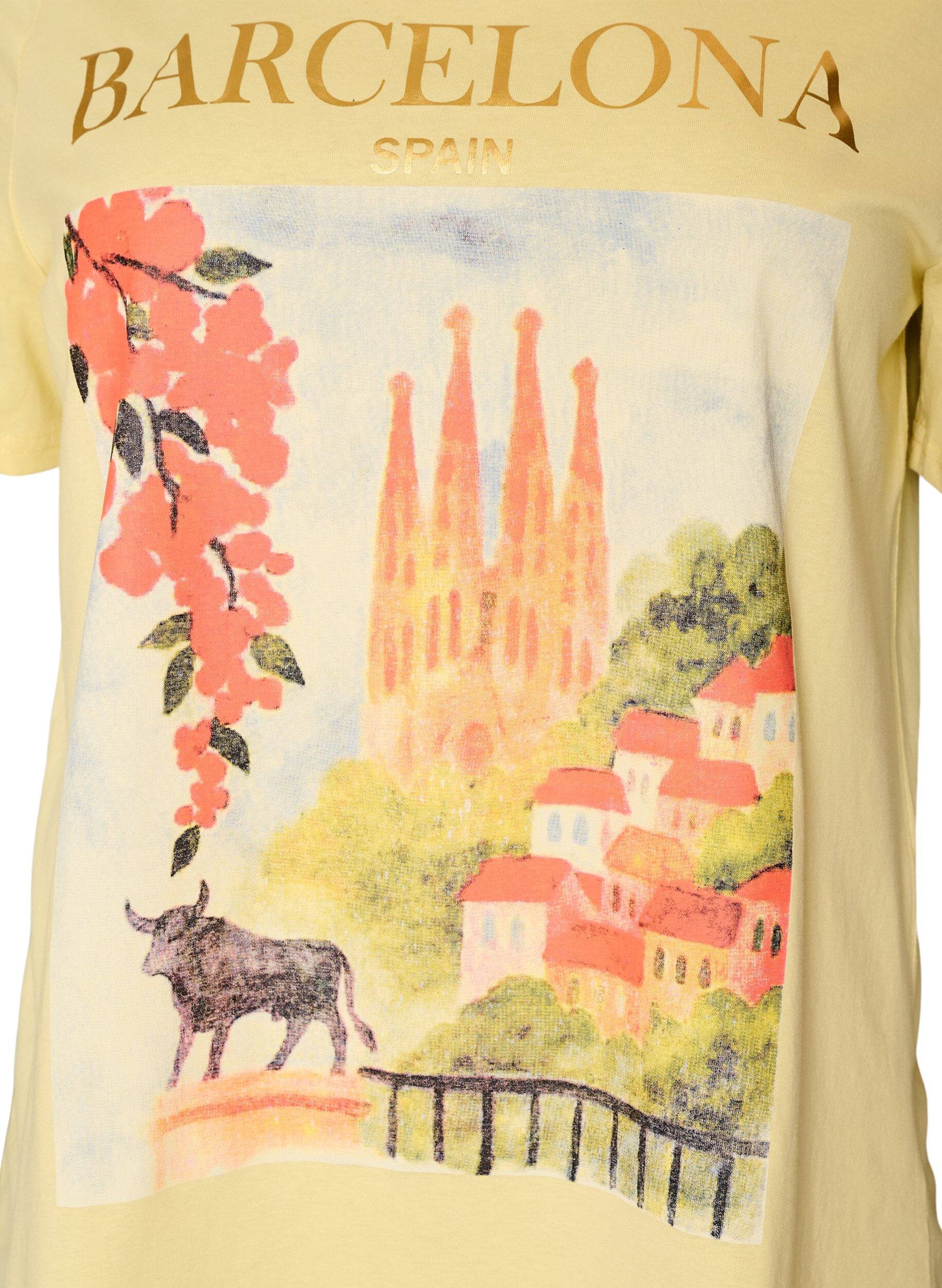 ZizziKatoenen T-shirt met print, Geel, Packshot image number 2