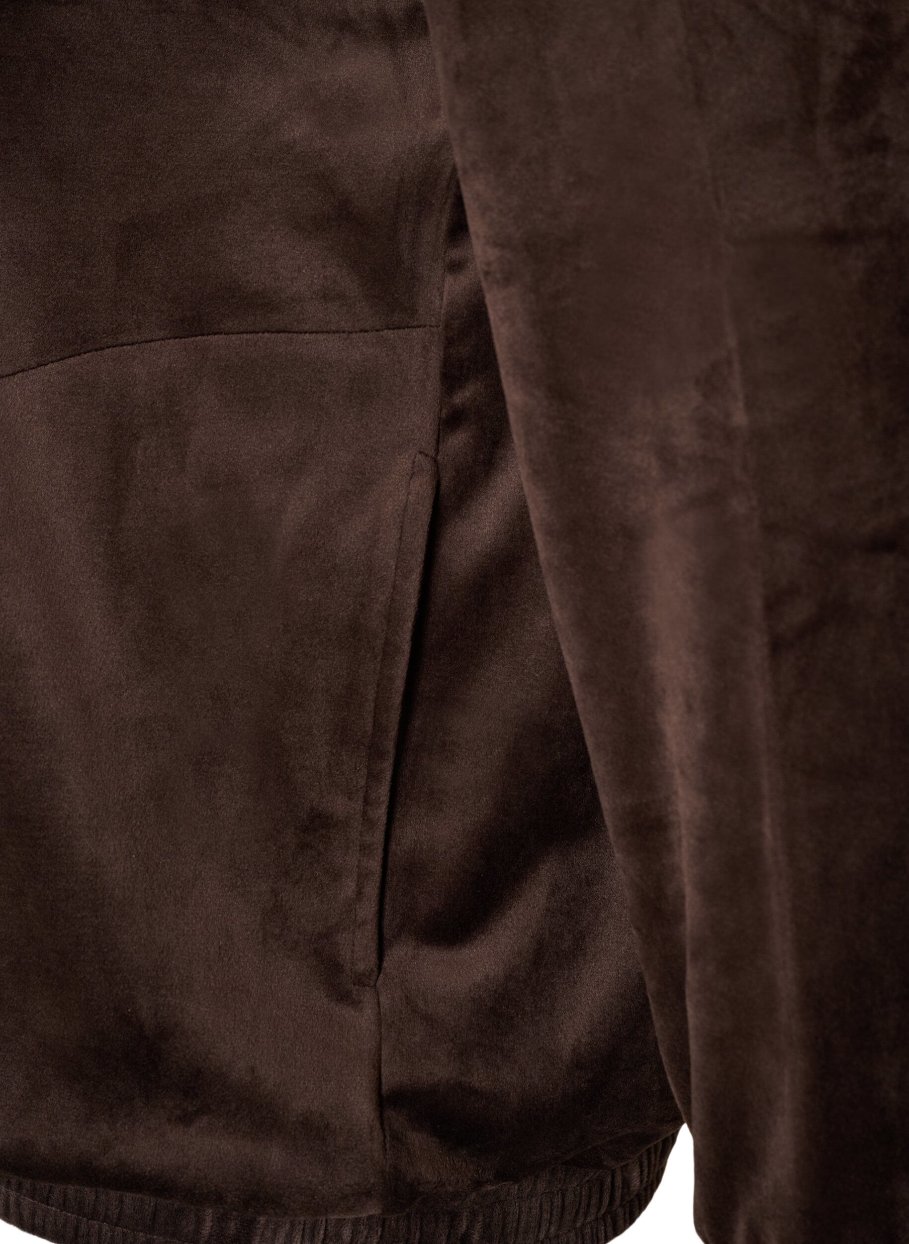 ZizziZachte velours cardigan met rits en hoge kraag, Bruin, Packshot image number 3