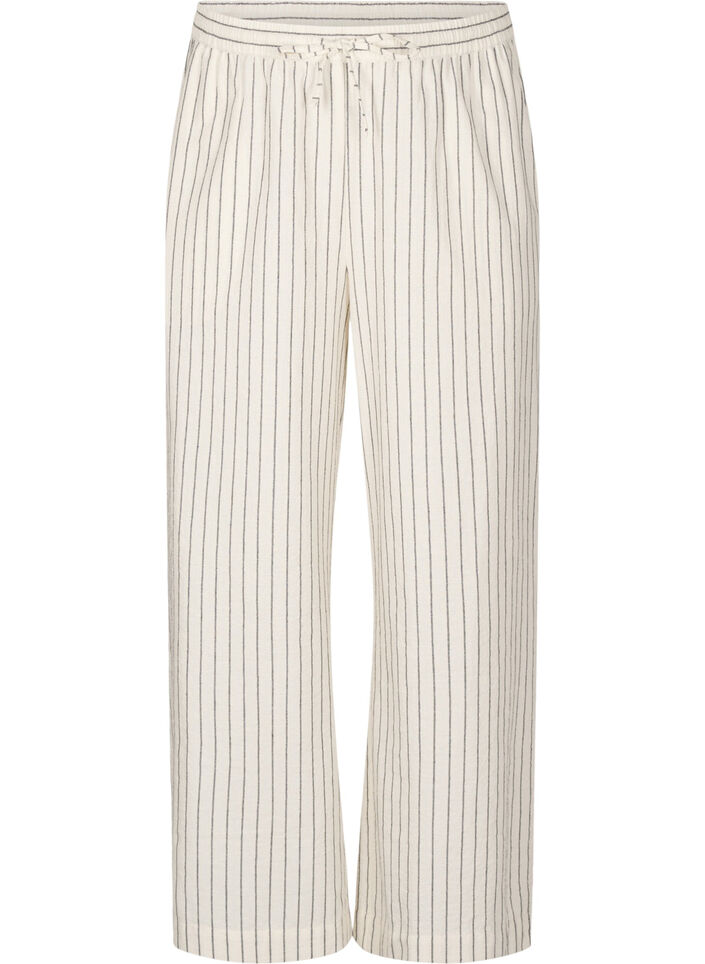 Losse broek met hoge taille en zakken, Vanille, Packshot image number 0