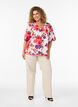 Katoenen shirt met korte mouwen en een V-hals, Rood, Model image number 1