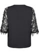 Party blouse met pailletten franjes en 3/4 mouwen, Black, Packshot image number 1