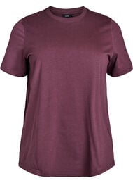 Basic katoenen T-shirt met ronde hals, Donker Bordeaux