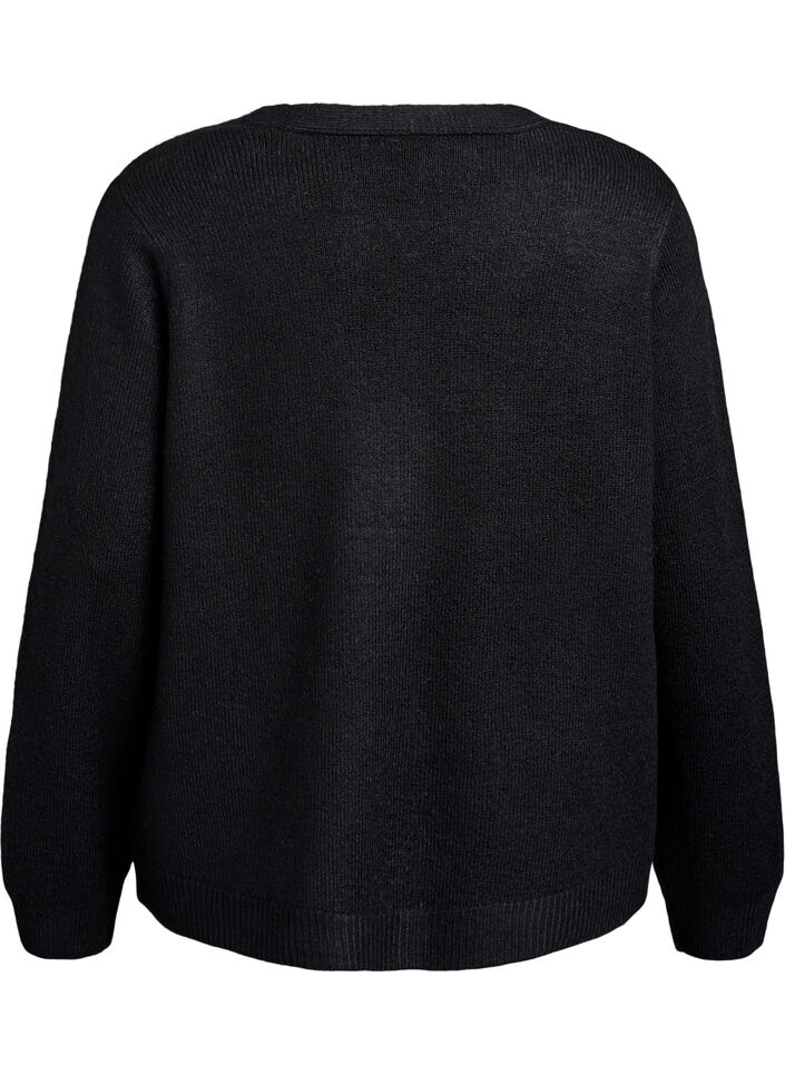 Gebreide cardigan met parelknopen, Zwart, Packshot image number 1