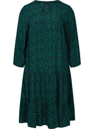 Midi-jurk met print in 100% viscose, Black Green AOP