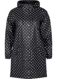 Gestippeld regenjack met capuchon, Black W/White Dot