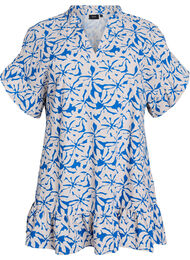 Tunic met V-hals en ruchesdetails, Blauw