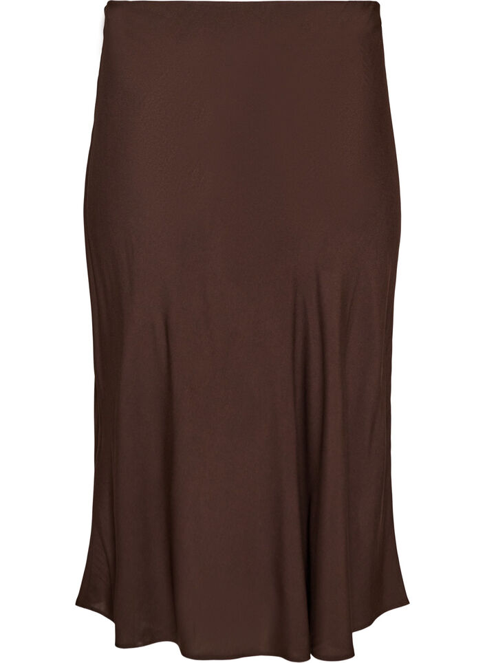 Viscose rok met een elastische taille, Bruin, Packshot image number 1