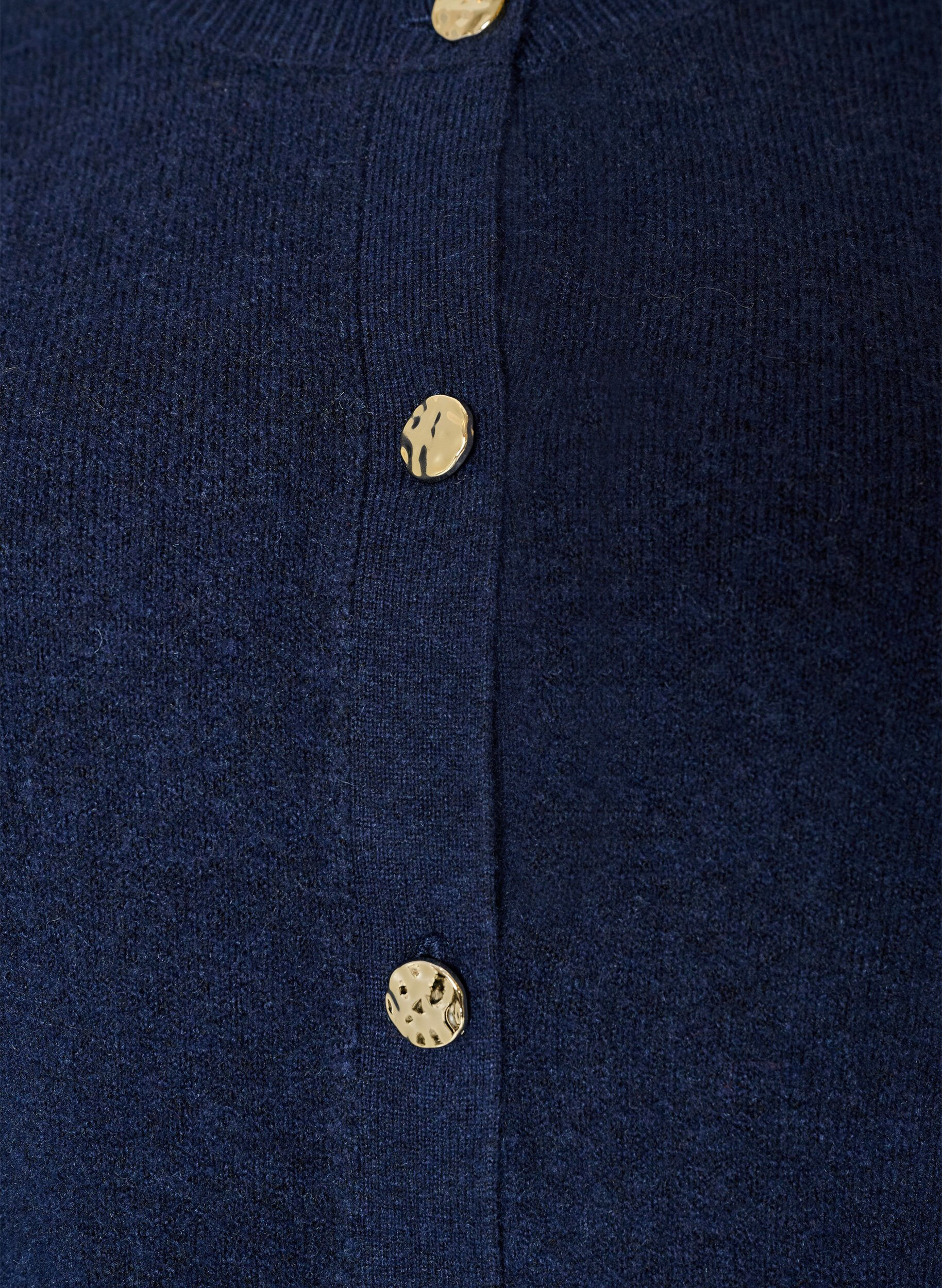 ZizziVest in zacht breisel met goudkleurige knopen, Blauw, Packshot image number 2