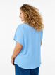 Blouse met korte mouwen en een ronde halslijn, Blauw, Model image number 2