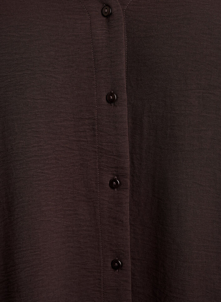 Shirt blouse with V-neck and 3/4 sleeves, Brown, Packshot image number 2