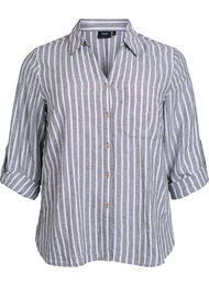 Linnen en viscose shirt met 3/4 mouwen, Groen