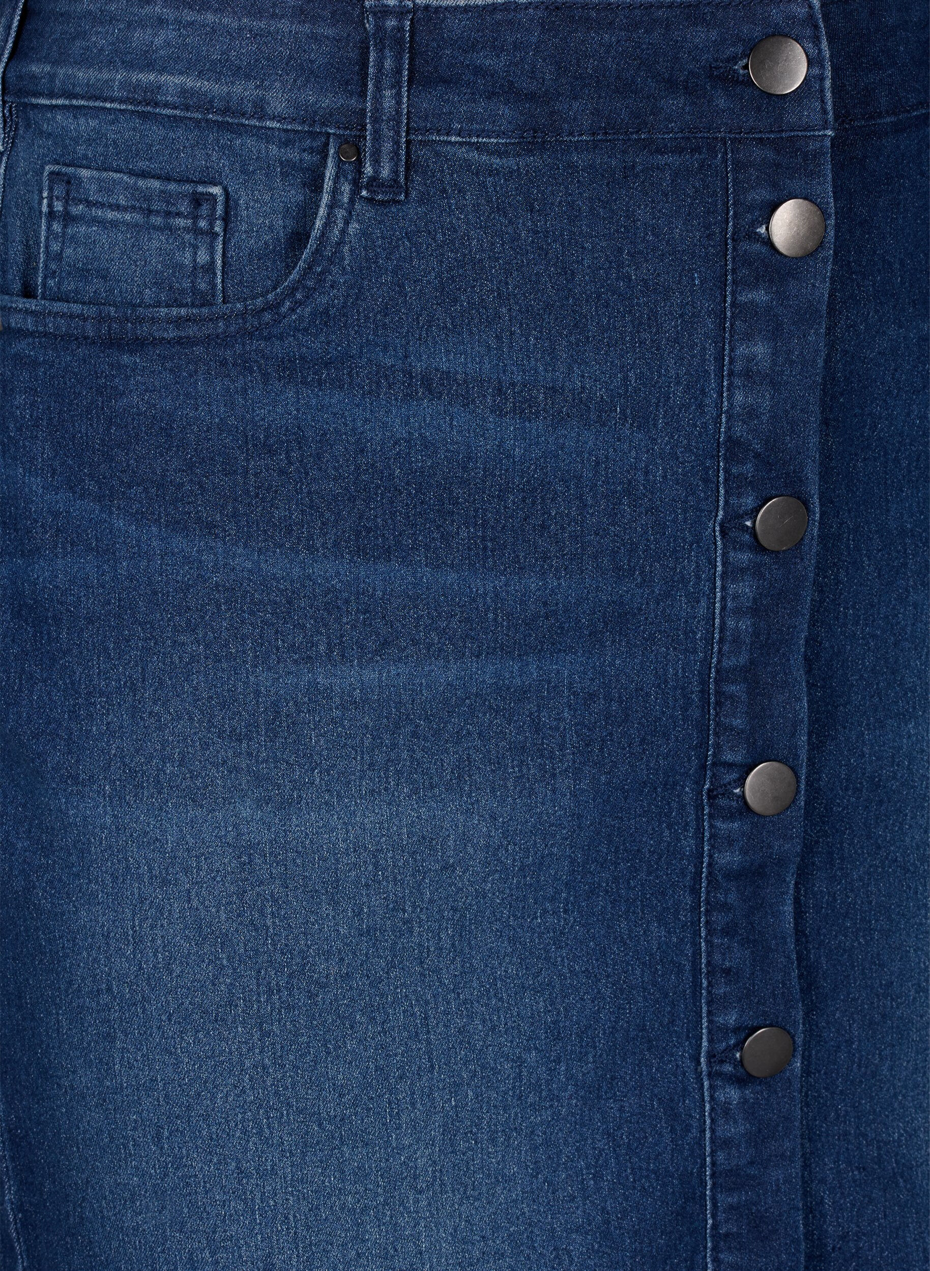 Zizzi FLASH - Denim rok met knoopsluiting, Blauw, Packshot image number 2