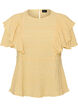 Blouse met smockstructuur en ruchesmouwen, Geel, Packshot image number 0