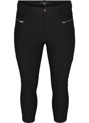 Nauwsluitende driekwart broek met rits, Black, Packshot image number 0